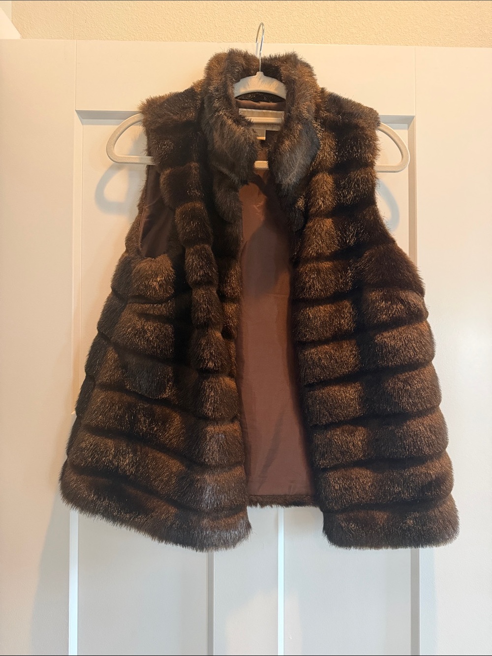 Michael Kors Dark Brown Faux Fur Vest